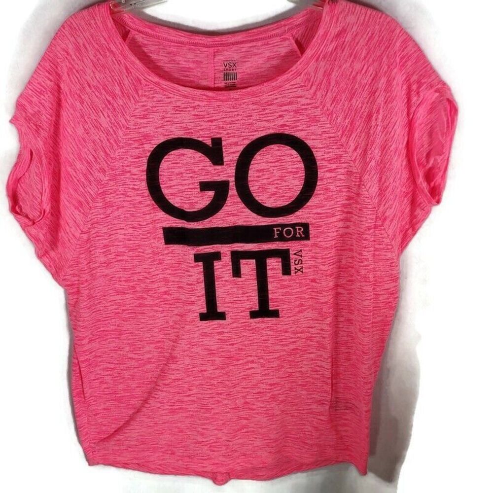 Victorias Secret VSX Sport Activewear Sheer Pink Short Sleeve T-Shirt Size Small